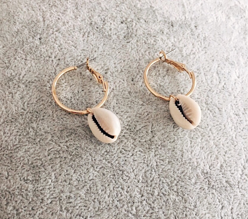 cowrie shell hoops